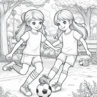Children Playing Football - mini coloring book